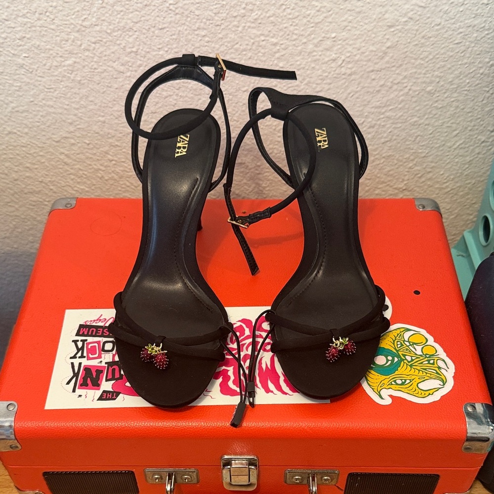 Zara Black Embellished Heels